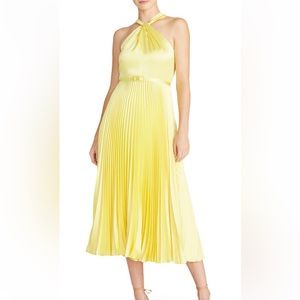 Monique Lhuillier Pleated Hammered Satin Midi dress - 2